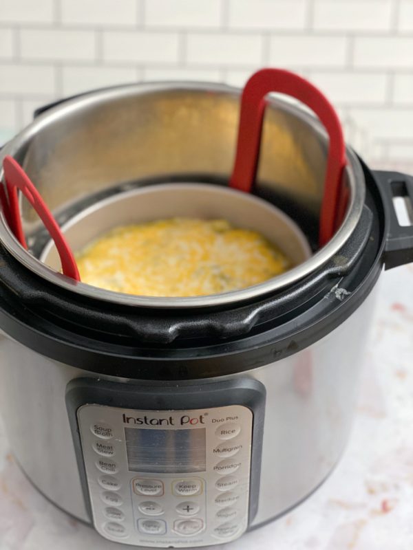 Instant pot with enchilada casserole in it
