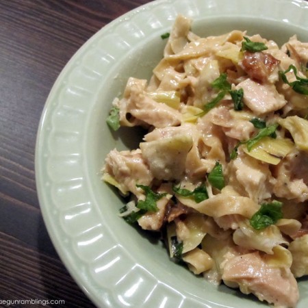 Chicken Artichoke Alfredo pasta recipe