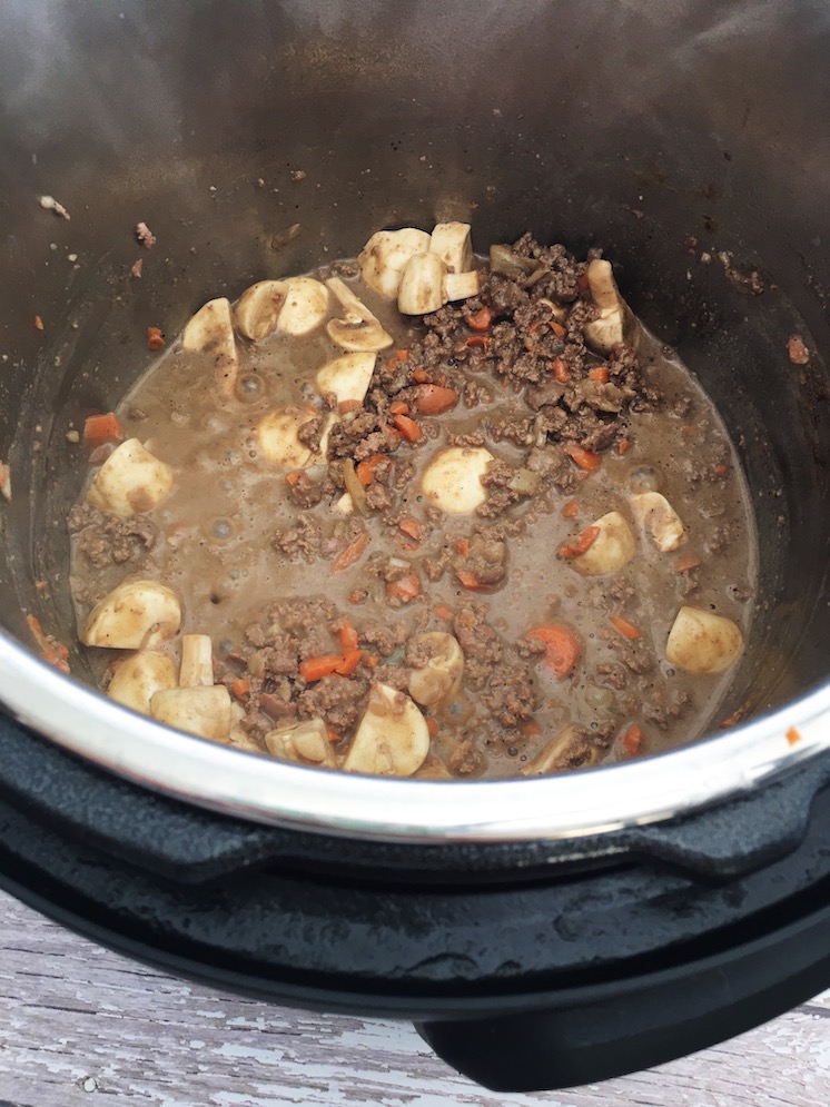 Shepherd's Pie Filling inside Instant pot