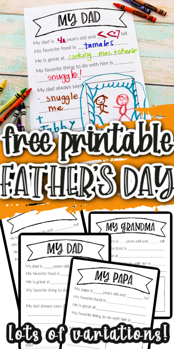 My Dad free printable for father's day with papa, grandpa and black options