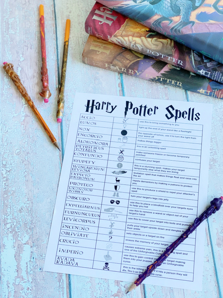 Harry Potter Spells List Printable And Wand Pencils - Rae Gun Ramblings