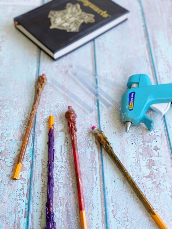 pencils being made into magic wands and glue gun